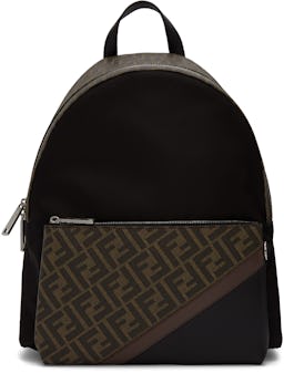 Black 'Forever Fendi' Fabric Backpack: image 1