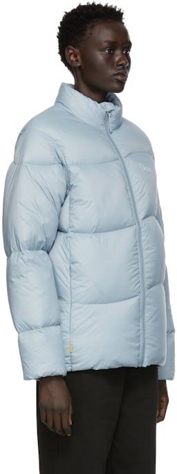 Blue Midweight Wave Puffer Jacket: additional image