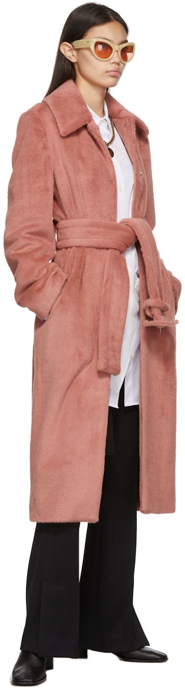 Pink Belted Faux Fur Coat: additional image