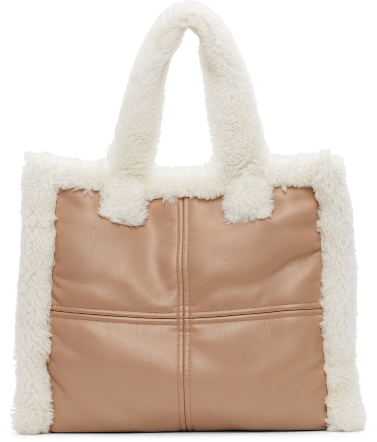 Beige & White Lola Tote: image 1