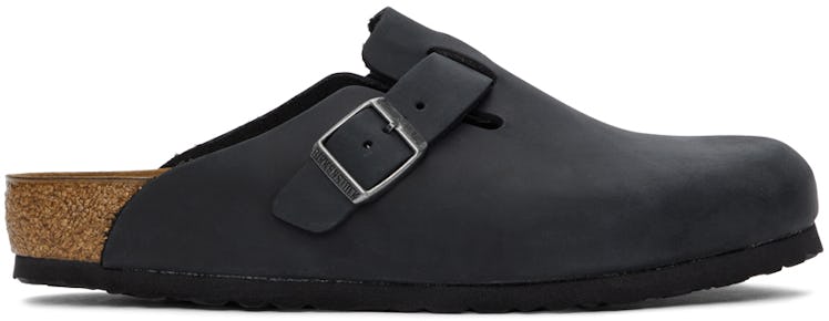 Black Oiled Leather Boston Loafers: image 1