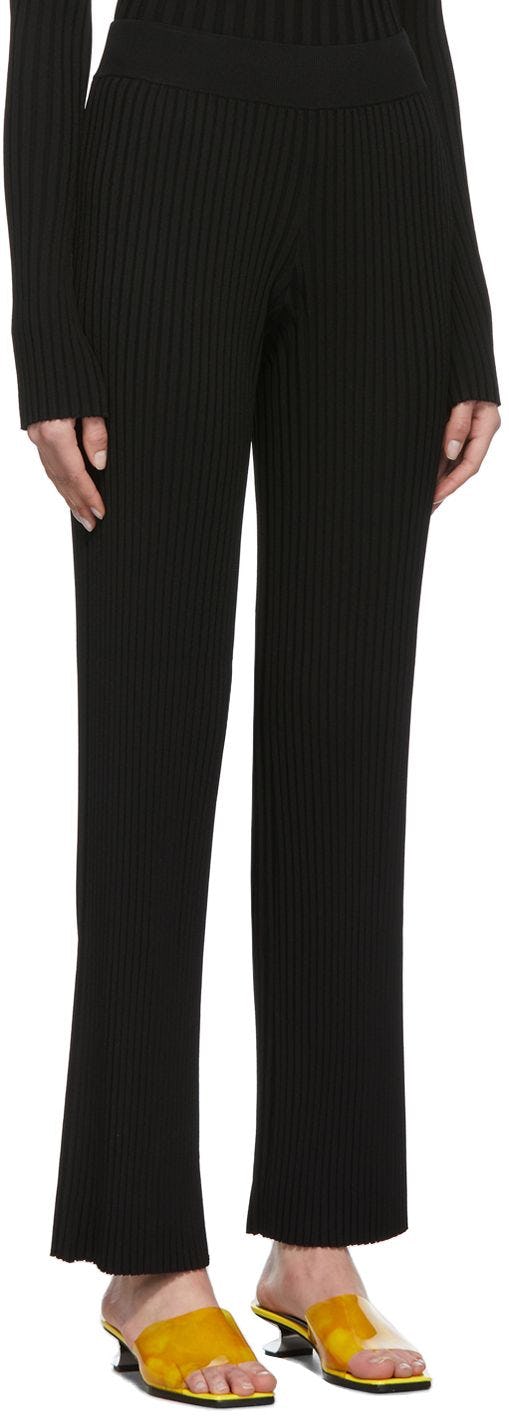 Black Ribbed Lounge Pants: image 1
