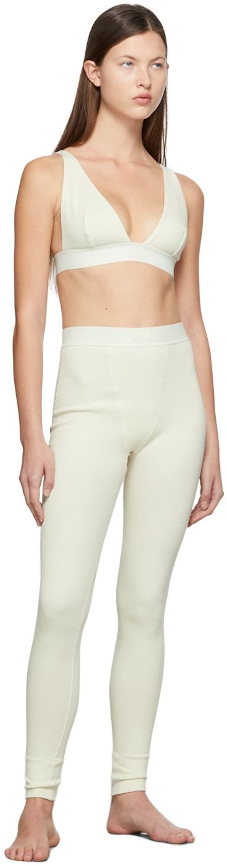 Off-White Cotton Rib Leggings: image 1