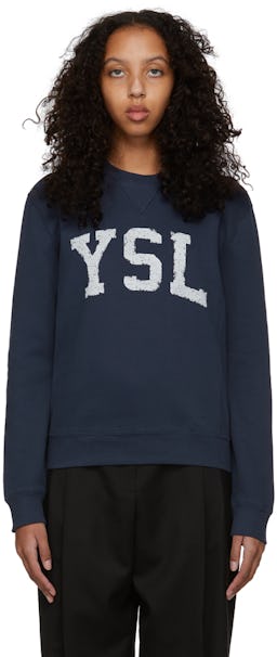 Navy 'YSL' Sweater: image 1