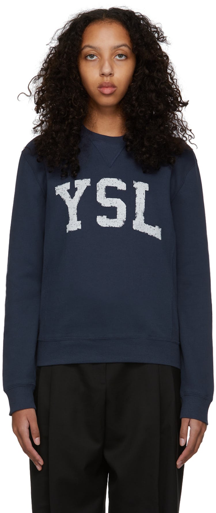 Navy 'YSL' Sweater: image 1