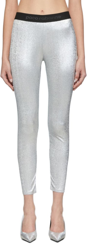 Silver Lurex Jersey Bodyline Sport Leggings: image 1