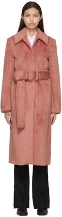 Pink Belted Faux Fur Coat: additional image