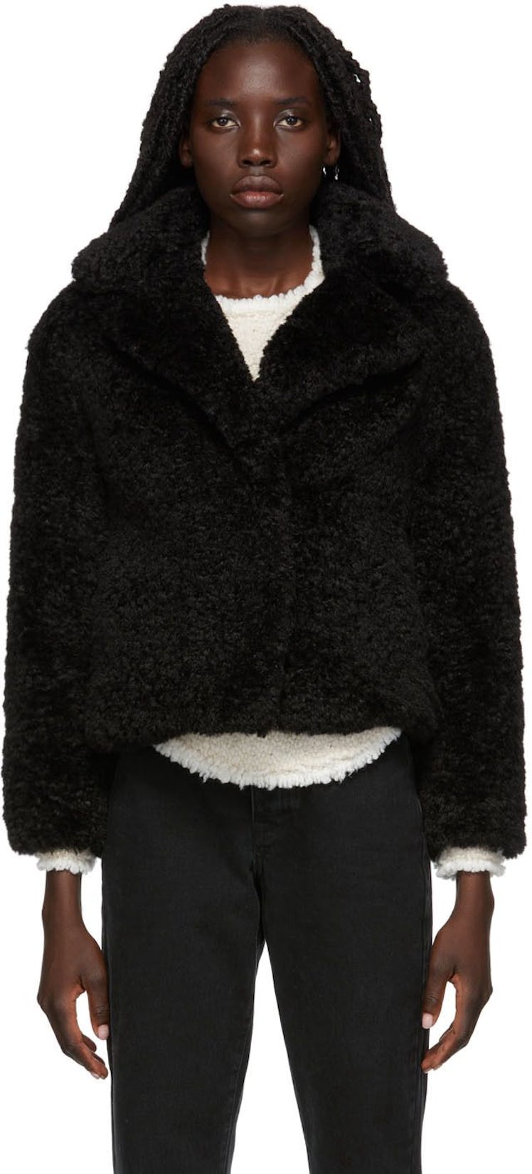 Black Faux Shearling Jacket: image 1