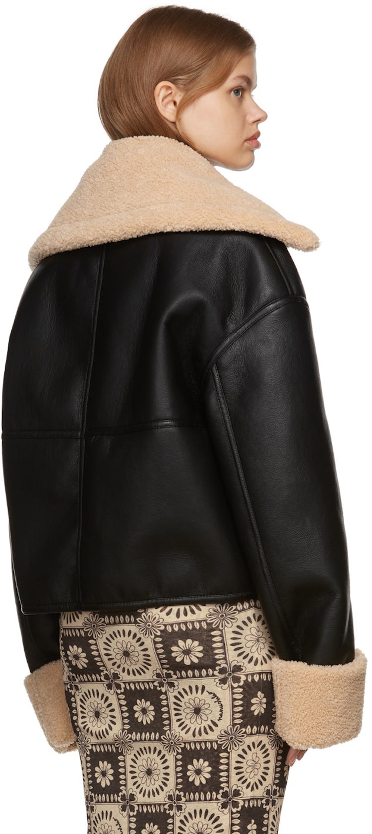 Black Vegan Shearling Nael Aviator Jacket: additional image