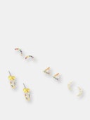 Rainbow Crystal & 18k Gold Plated Set Of 4 Stud Earrings: image 1