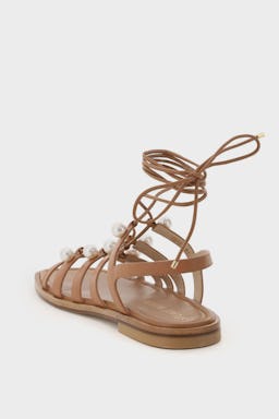 Stuart Weitzman Goldie Lace-up Sandals With Pearls: additional image