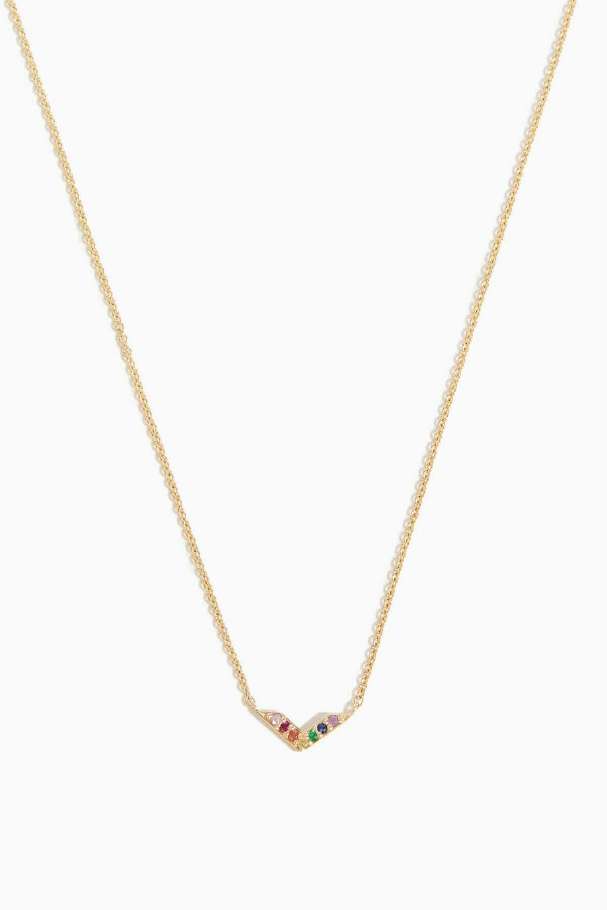 Chevron Rainbow Necklace in Yellow Gold: image 1