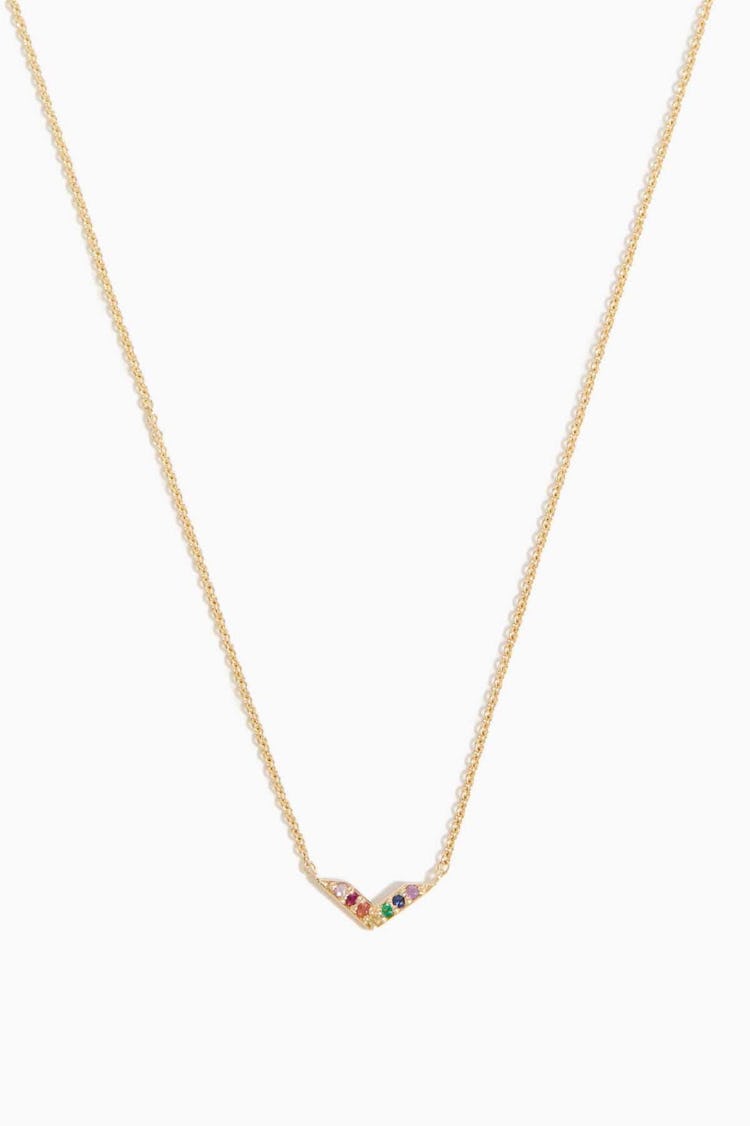 Chevron Rainbow Necklace in Yellow Gold: image 1