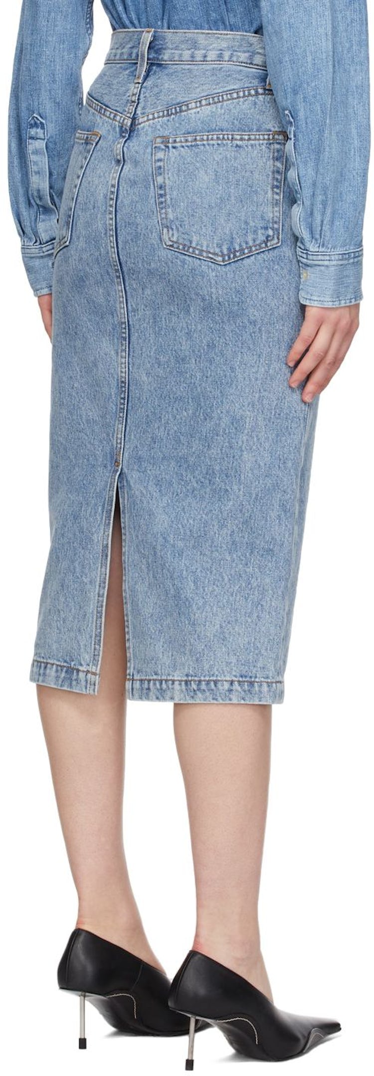 Blue Denim Mid-Length Skirt: additional image