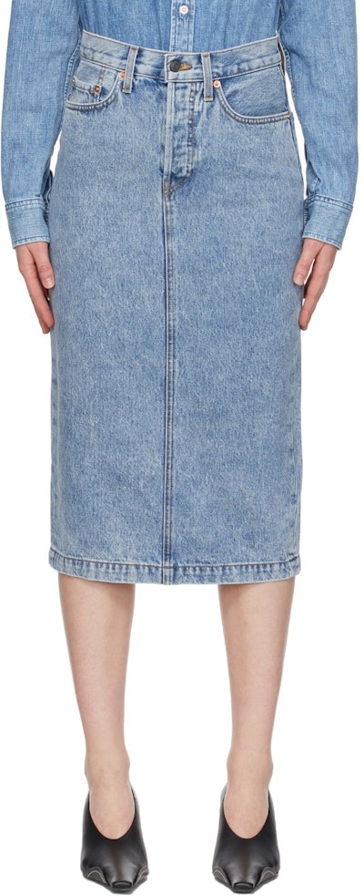 Blue Denim Mid-Length Skirt: image 1