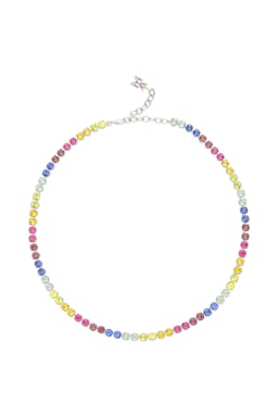 Amina Muaddi Chocker Necklace With Rainbow Crystals: image 1