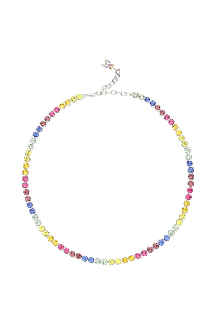 Amina Muaddi Chocker Necklace With Rainbow Crystals: image 1