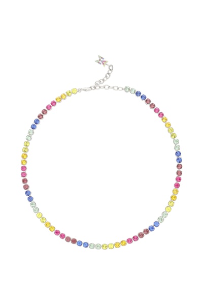 Amina Muaddi Chocker Necklace With Rainbow Crystals: image 1