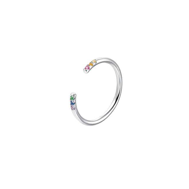 Rainbow Open Silver Ring: image 1