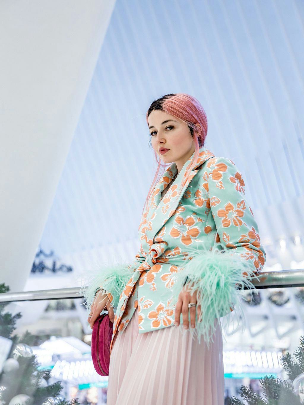 Vanilla Jacquard Jacket №19 Detachable Feather Cuffs: image 1