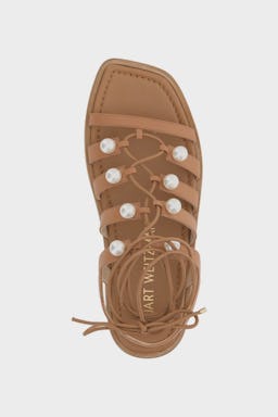 Stuart Weitzman Goldie Lace-up Sandals With Pearls: additional image