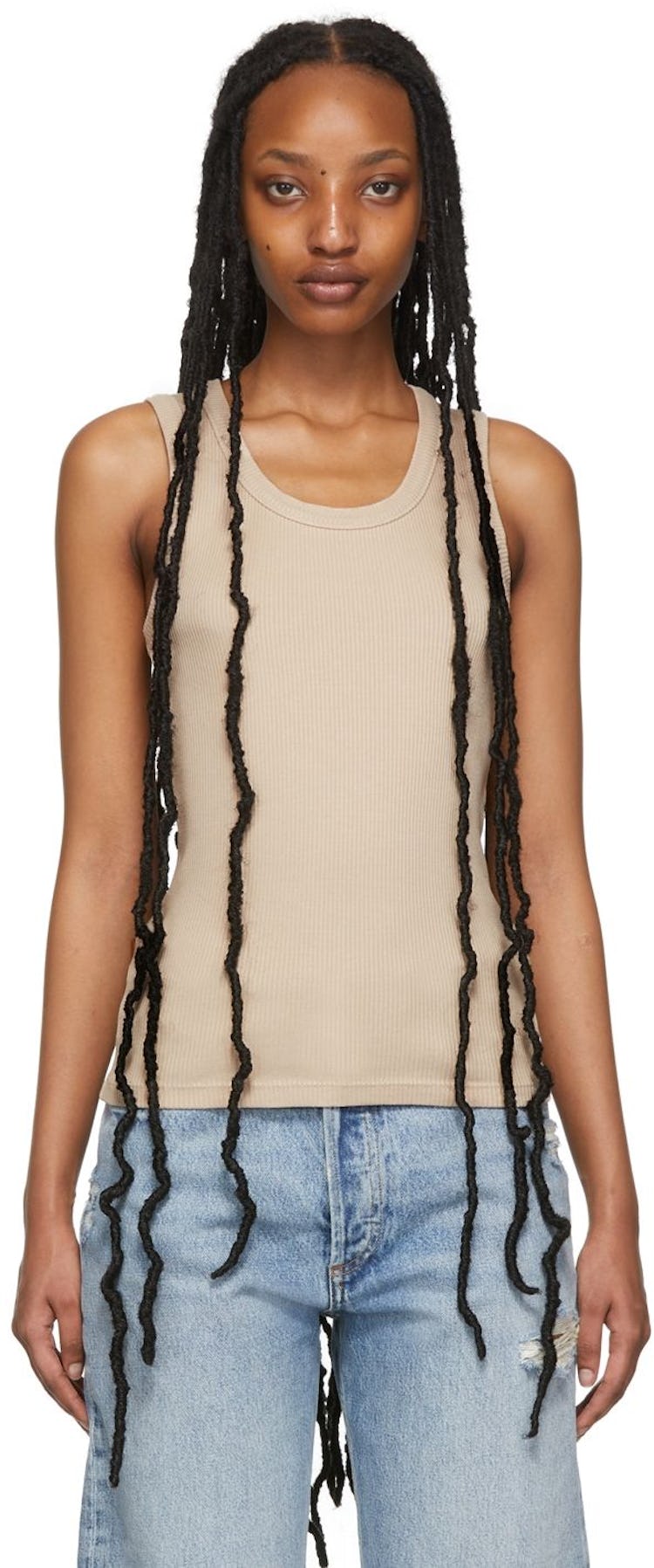 Beige Poppy Tank Top: additional image