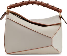 Taupe & Off-White Small Puzzle Edge Shoulder Bag: additional image