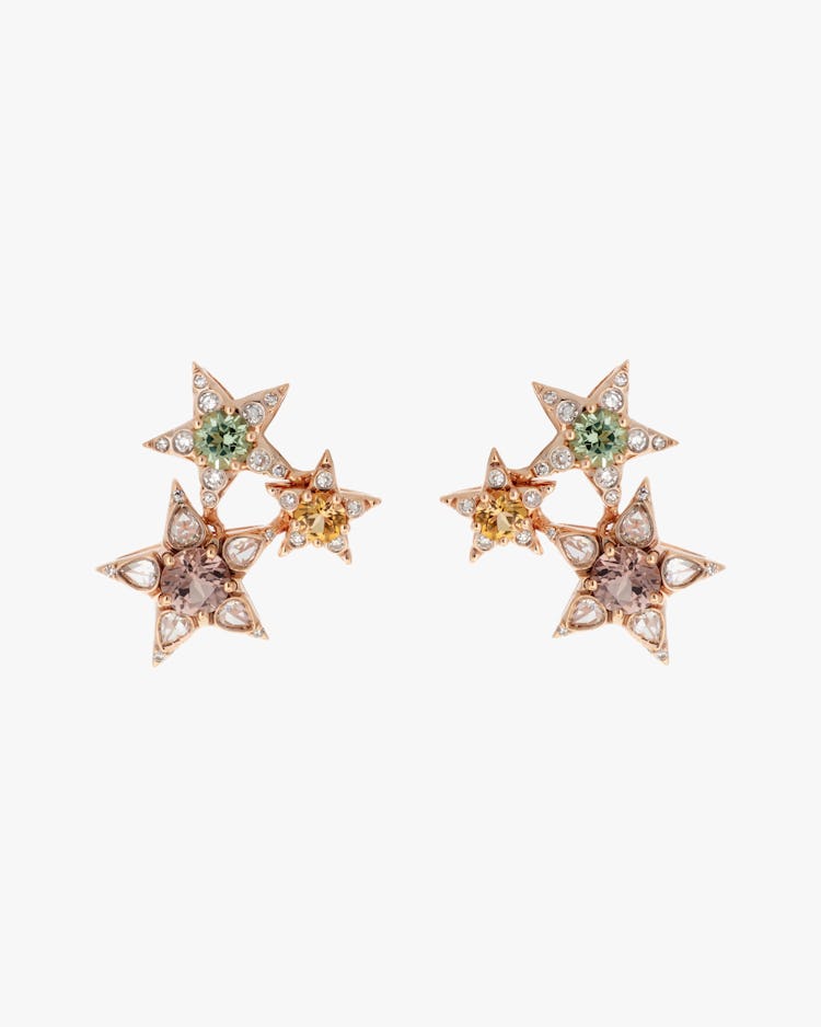 Diamond & Tourmaline Star Cluster Earrings: additional image