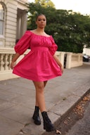 Puff-sleeved Pink Poplin Dress: additional image