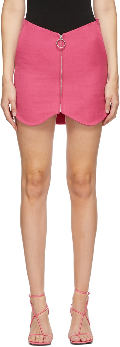 SSENSE Exclusive Pink Wool Zippered Miniskirt: image 1