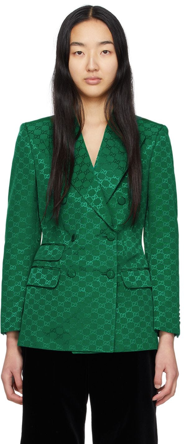 Green GG Light Faille Blazer: image 1
