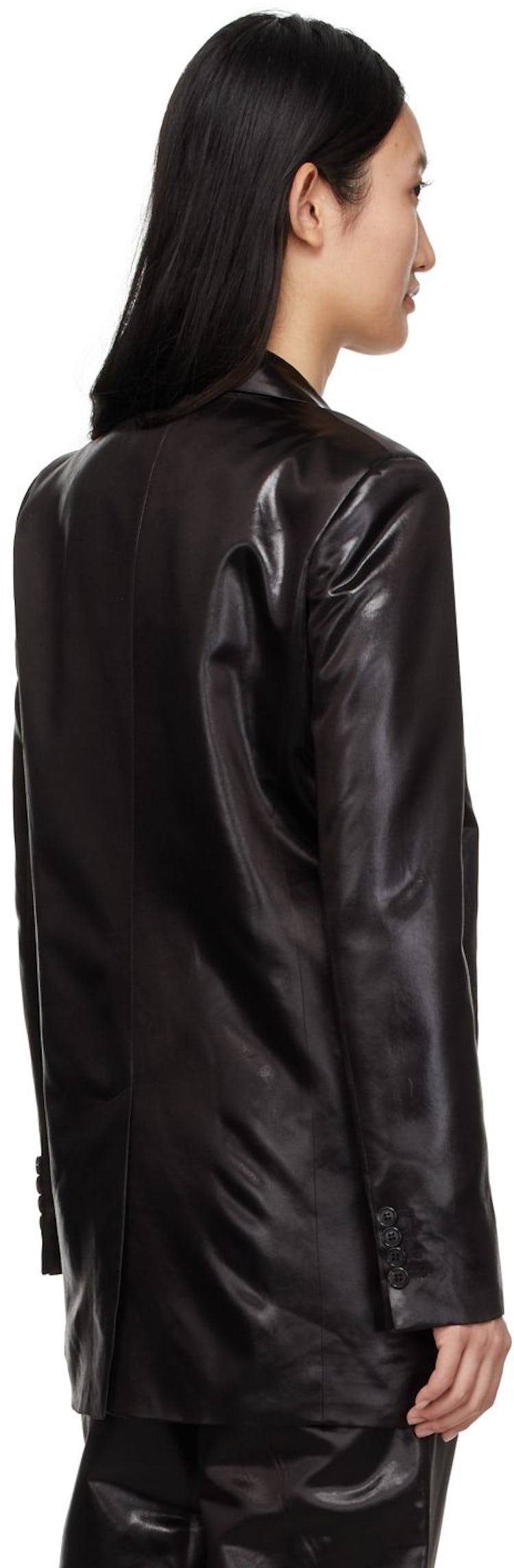 Black Faux-Leather Blazer: additional image