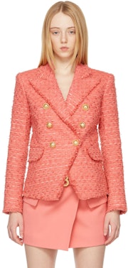Pink Tweed Double-Breasted Blazer: image 1