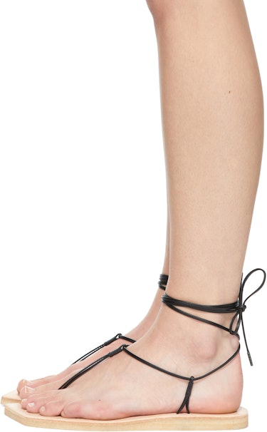 Black & Beige foot the coacher Edition Leather Lace-Up Sandals: additional image