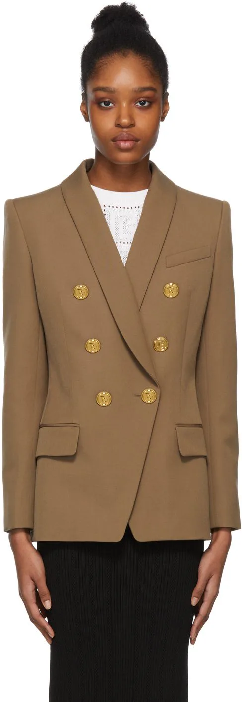 Tan Double-Breasted Blazer