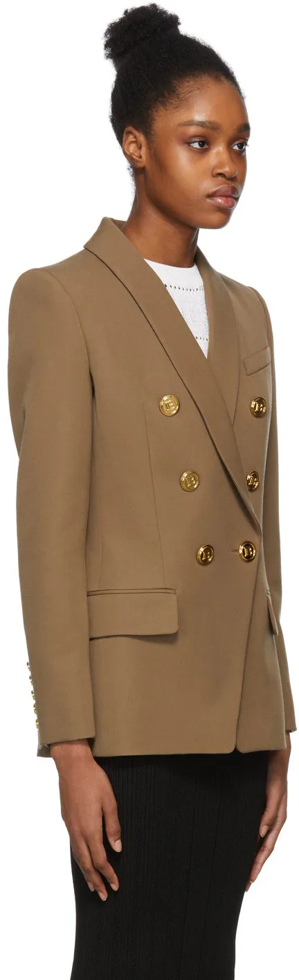 Tan Double-Breasted Blazer