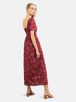Beatrice Maxi Dress with Sweetheart Neckline / Ruby Red + Alabaster Cotton Toile: additional image
