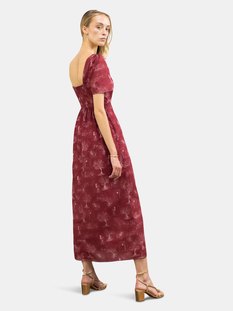 Beatrice Maxi Dress with Sweetheart Neckline / Ruby Red + Alabaster Cotton Toile: additional image