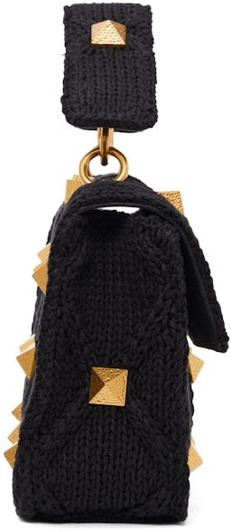 Black Knit Medium Roman Stud Bag: additional image