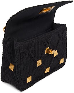 Black Knit Medium Roman Stud Bag: image 1