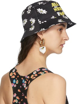 SSENSE Exclusive Black Daisy Bucket Hat: additional image