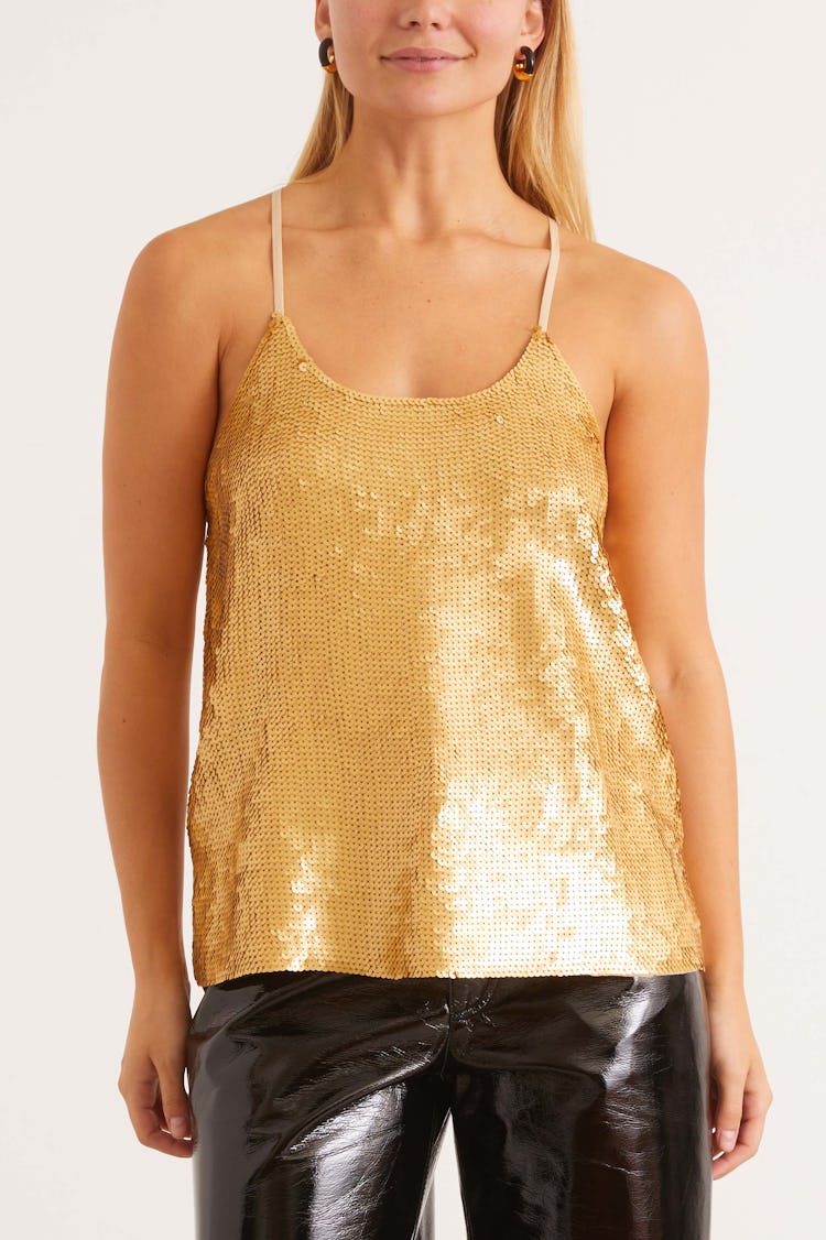 Sequins Beading Cami Top in Gold: additional image