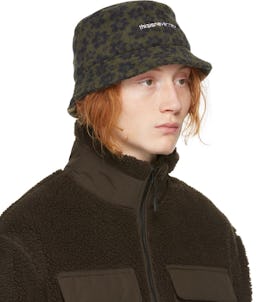 Green Fleece Floral Bucket Hat: additional image