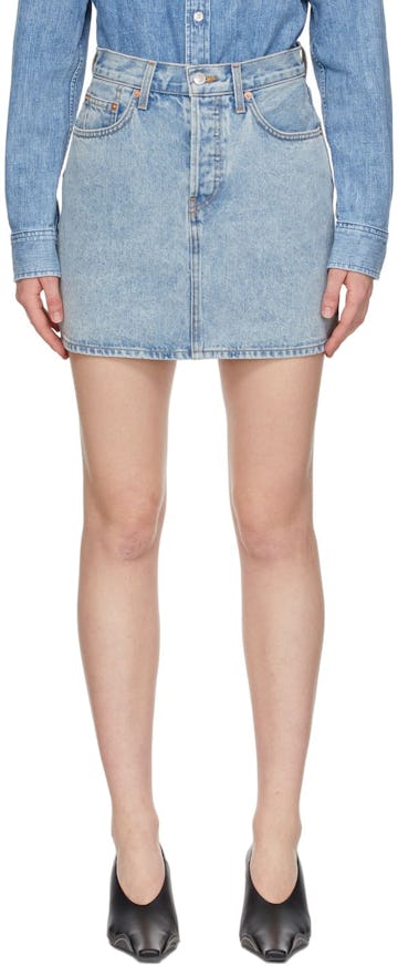 Blue Denim Short Skirt: image 1