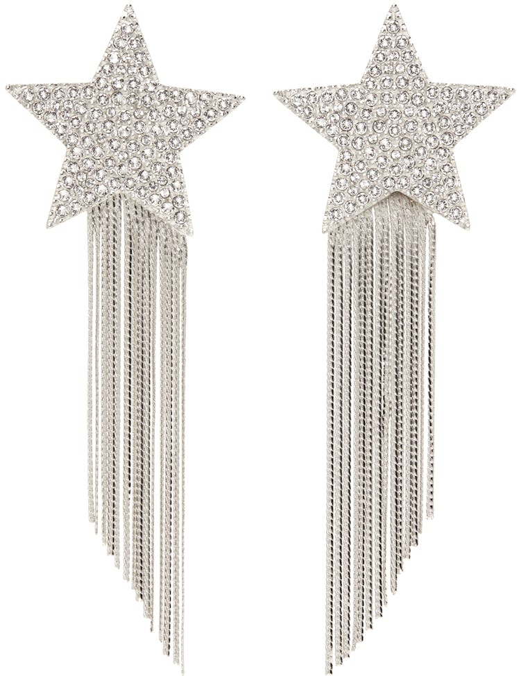 Silver Star Fringed Earrings: image 1