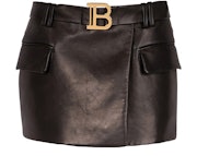 Short leather low-rise skirt: image 1