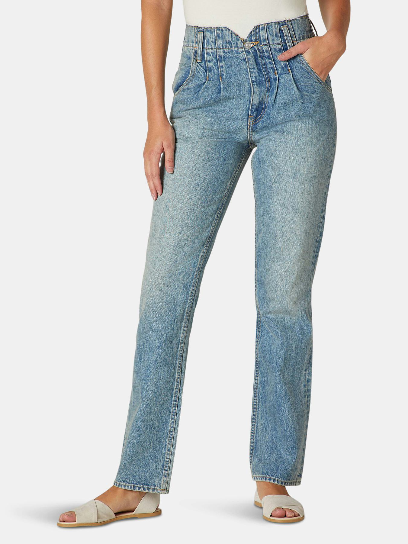 Pleated Denim Jean: image 1