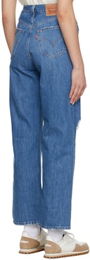 Blue High-Waisted Straight Jeans: additional image