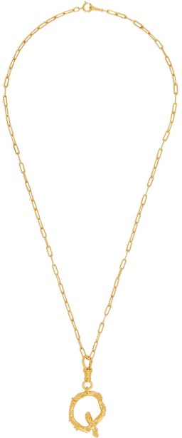 SSENSE Exclusive Gold 'Q' Alphabet Necklace: additional image