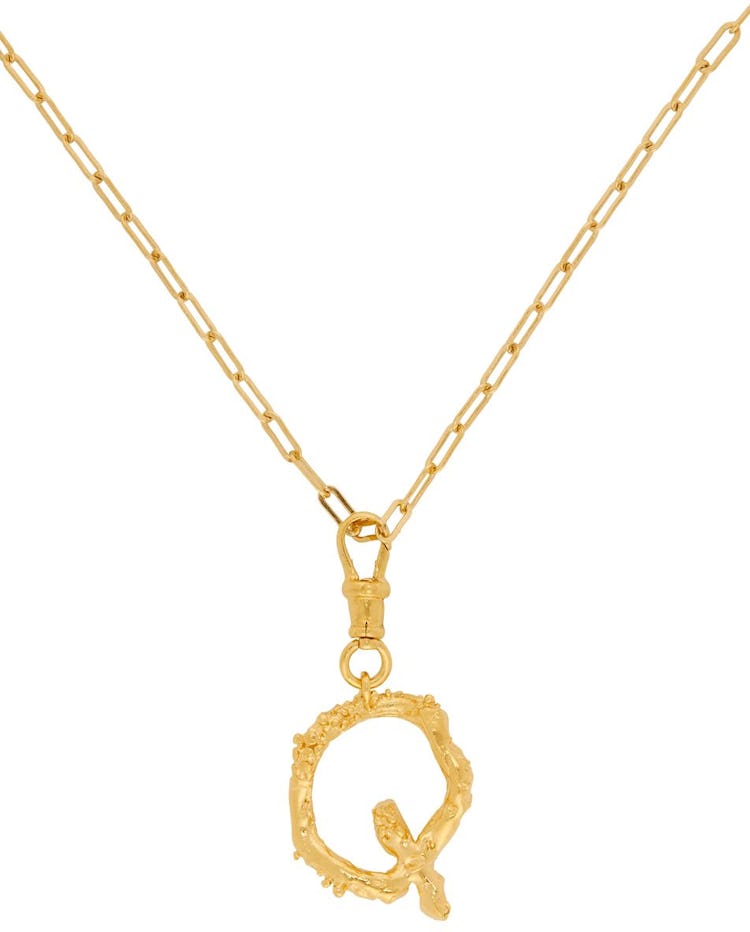 SSENSE Exclusive Gold 'Q' Alphabet Necklace: image 1